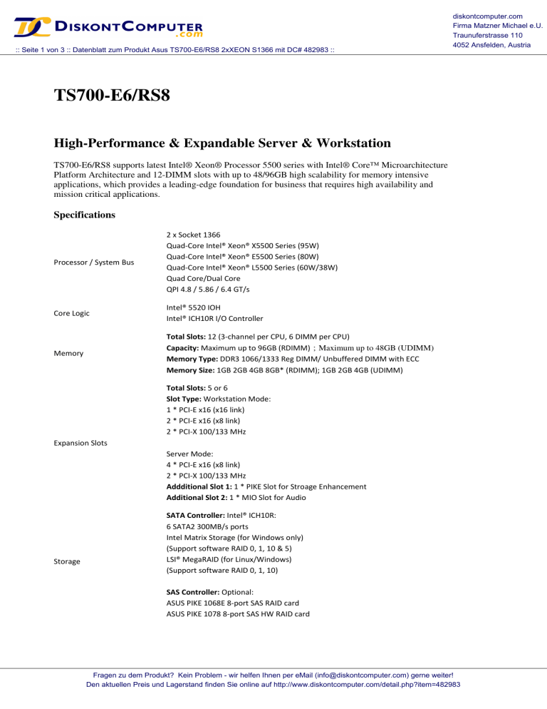 Asus TS700-E6/RS8 User manual Asus TS700-E6/RS8 User manual
