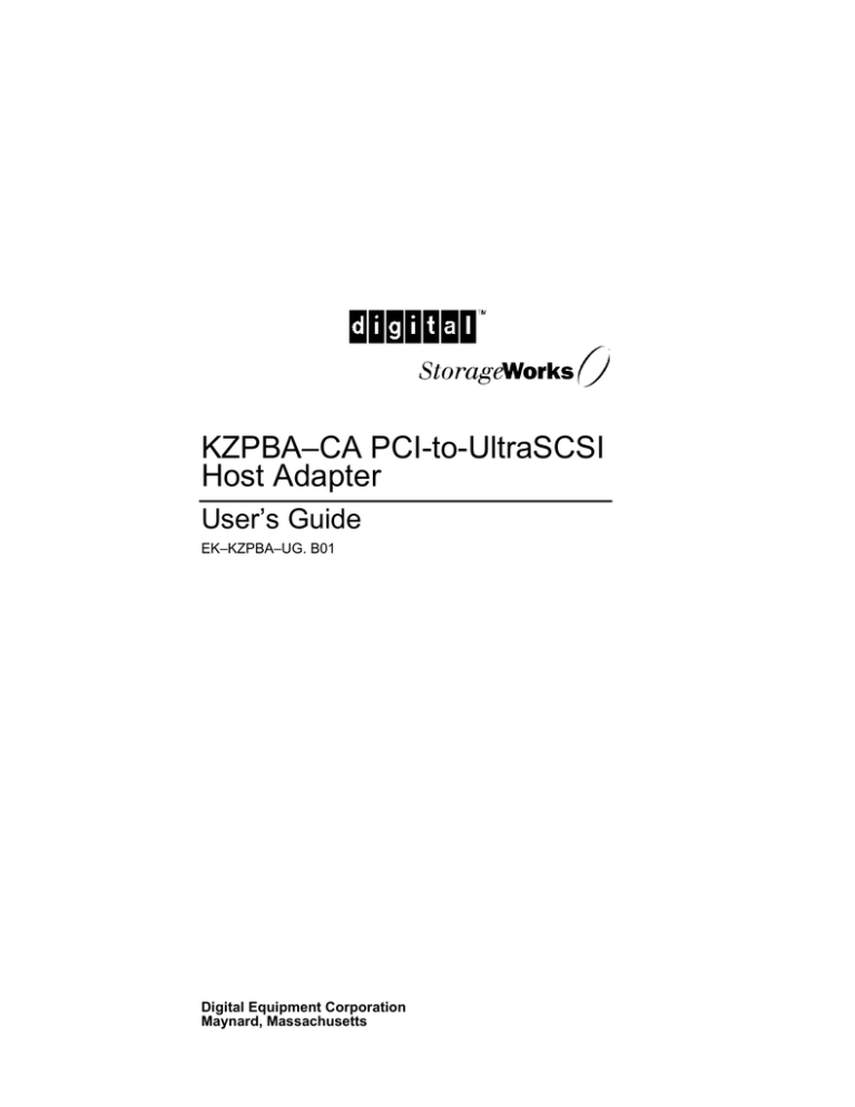 Digital Equipment Corporation SCSI User`s guide Digital Equipment Corporation SCSI User`s guide