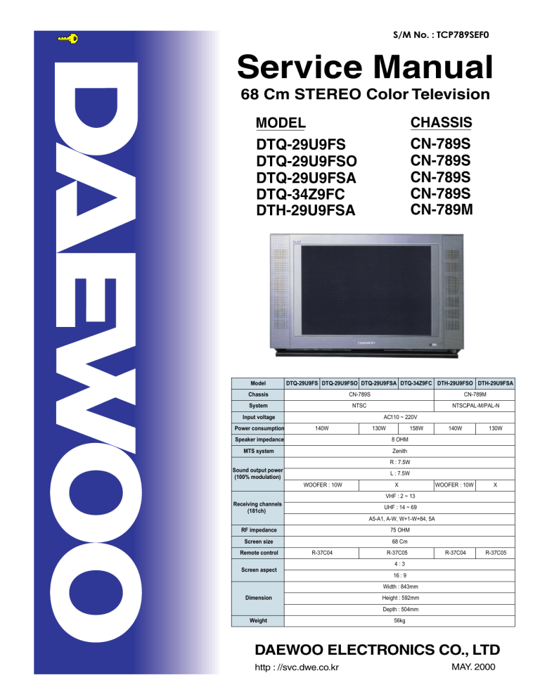 Daewoo DTQ-29X9FS User manual Daewoo DTQ-29X9FS User manual