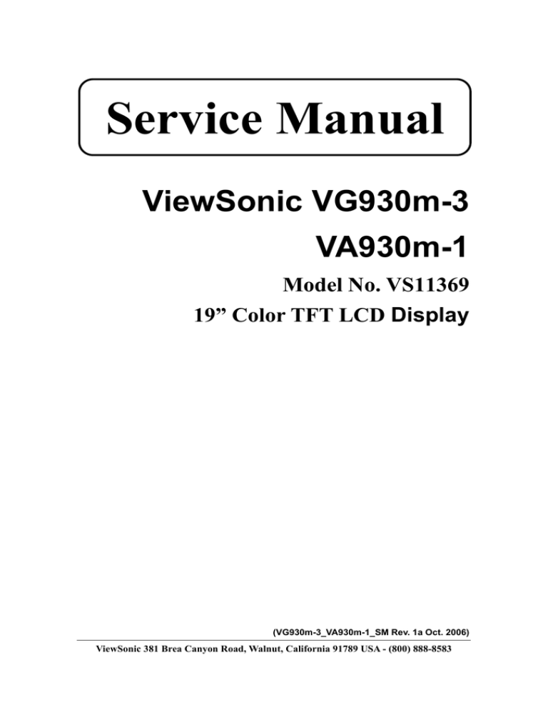 ViewSonic VG930m-3 Service manual ViewSonic VG930m-3 Service manual