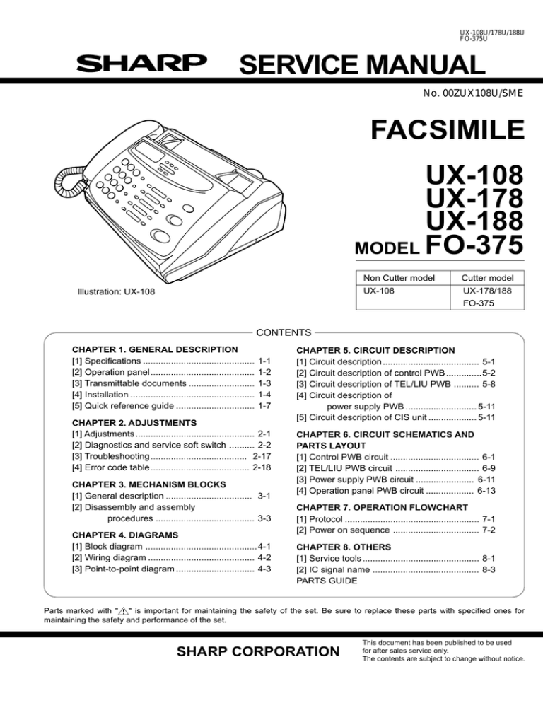 Sharp UX-188 Service manual Sharp UX-188 Service manual