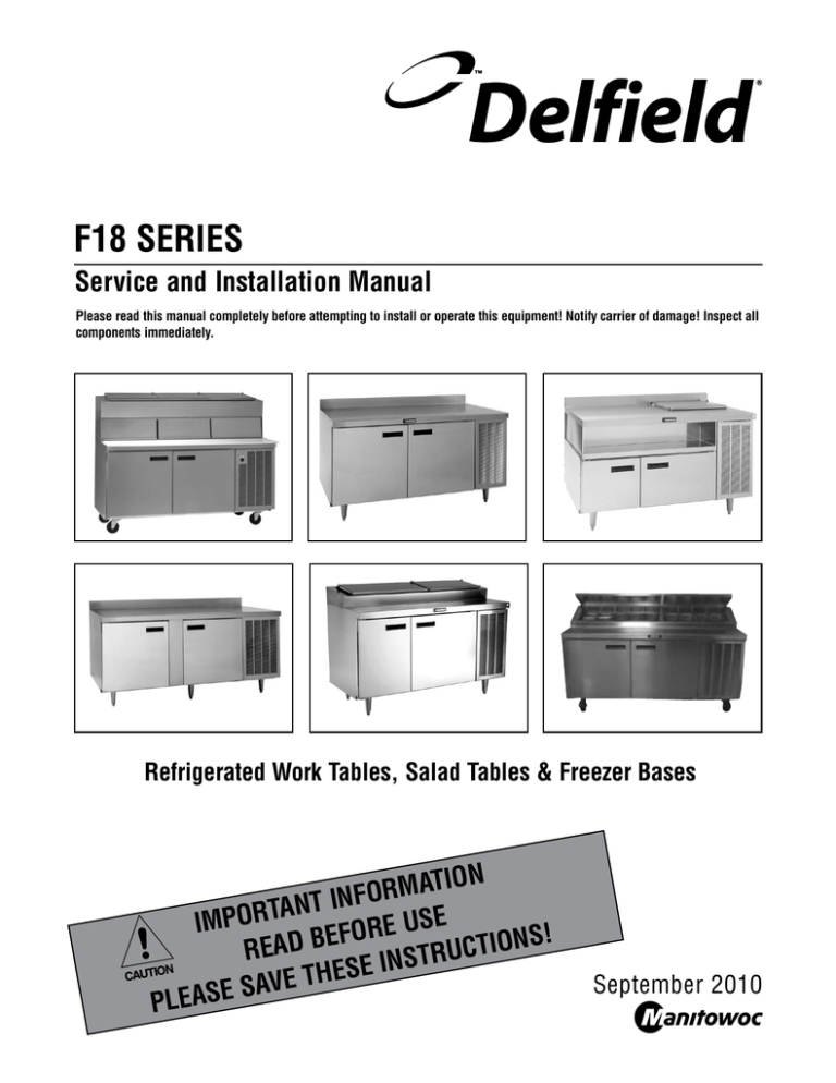 Delfield F18BC Installation manual Delfield F18BC Installation manual