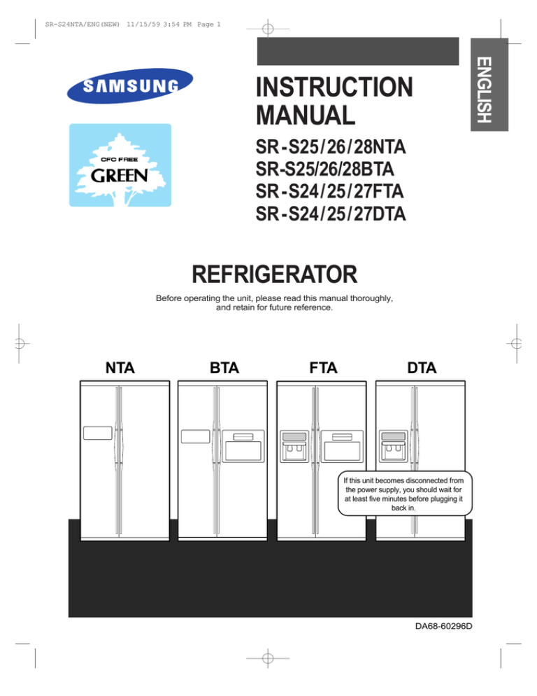 Samsung SR-27FTA Instruction manual Samsung SR-27FTA Instruction manual