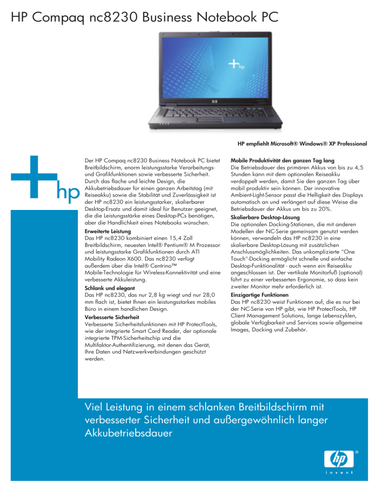 HP Compaq NC8230 User manual HP Compaq NC8230 User manual