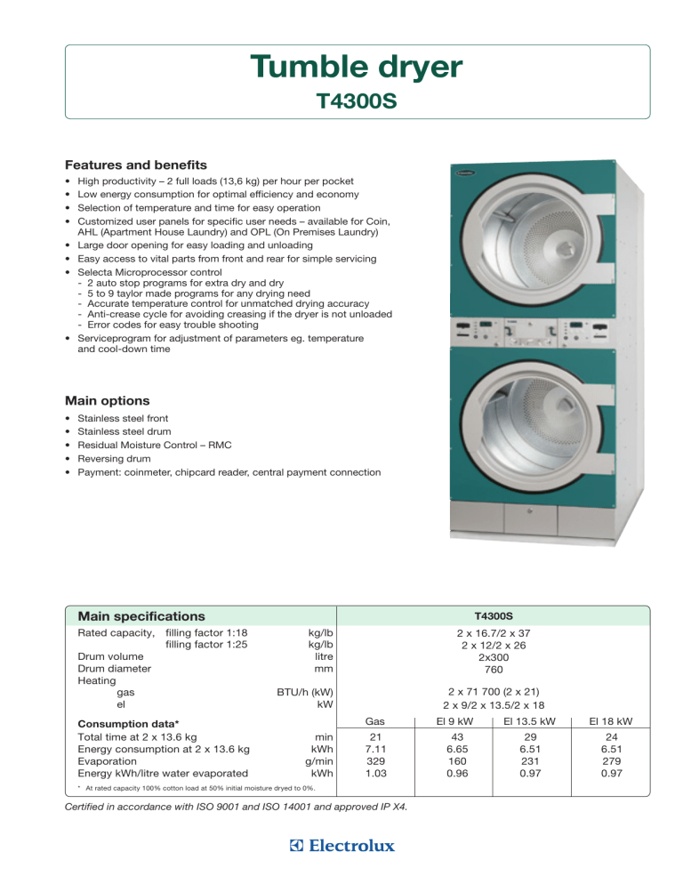 Electrolux T4300S User manual Electrolux T4300S User manual