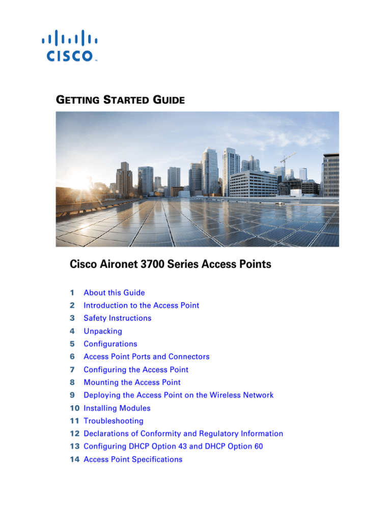 Cisco Aironet 3700 Series Specifications Cisco Aironet 3700 Series Specifications