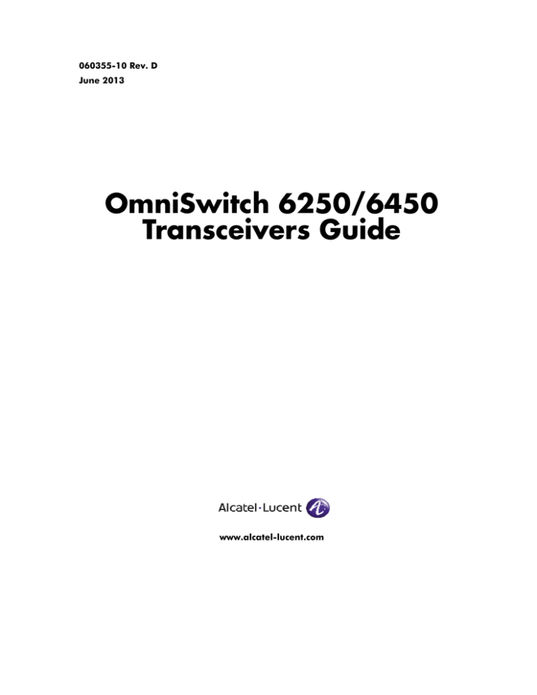 Alcatel SFP User guide Alcatel SFP User guide