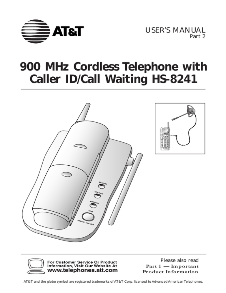 AT&T HS8241 User`s manual AT&T HS8241 User`s manual