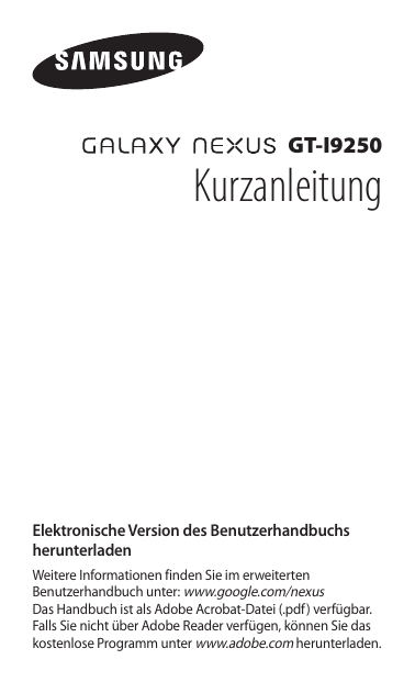 Samsung GT-I9250 User manual Samsung GT-I9250 User manual