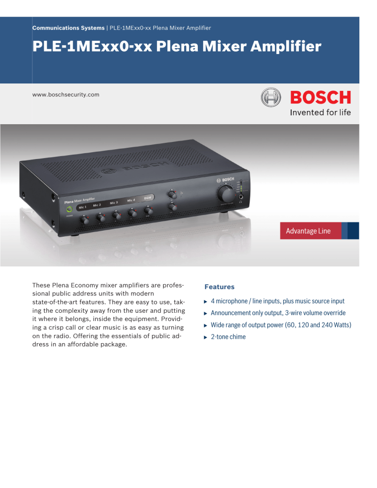 Bosch PLE-1MEXX0-XX User manual Bosch PLE-1MEXX0-XX User manual
