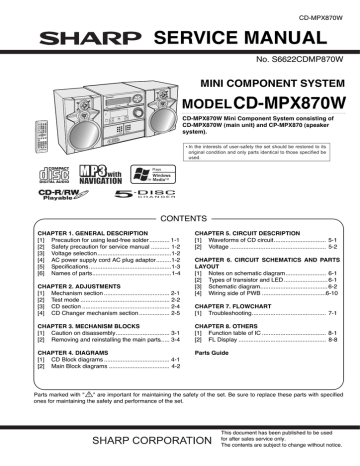 Sharp CD-MPX870W Service manual Sharp CD-MPX870W Service manual