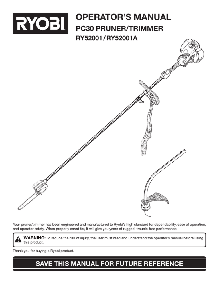 Ryobi RY52001A Operator`s manual Ryobi RY52001A Operator`s manual