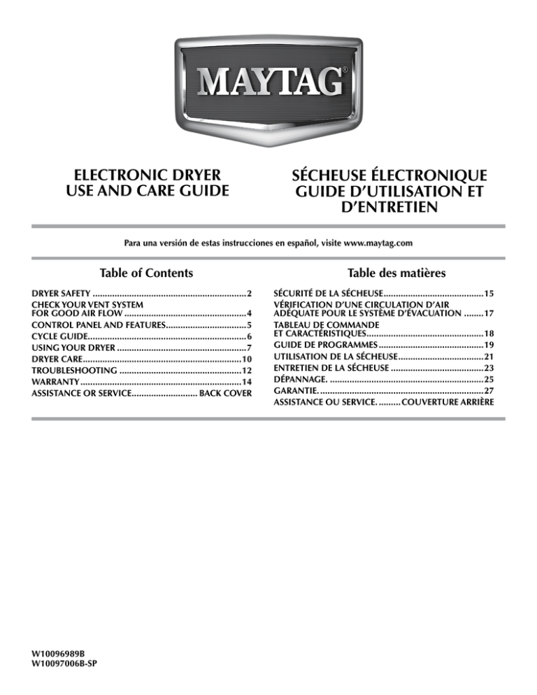 Maytag MGDX700XW Use & care guide Maytag MGDX700XW Use & care guide