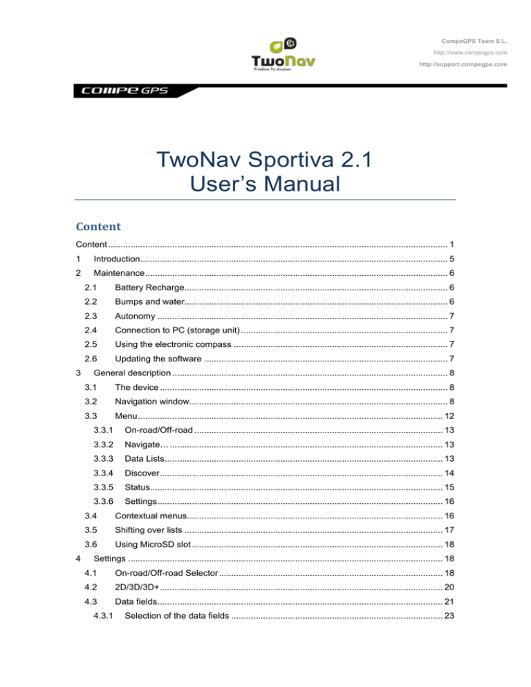 CompeGPS TwoNav User`s manual CompeGPS TwoNav User`s manual