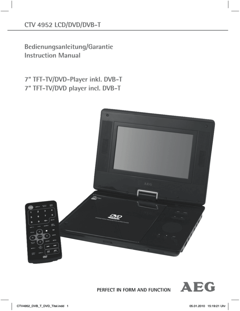 AEG CTV 4952 LCD/DVD/DVB-T Instruction manual AEG CTV 4952 LCD/DVD/DVB-T Instruction manual