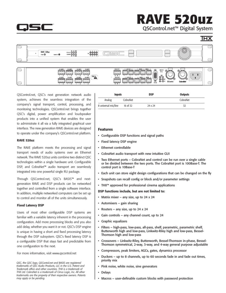QSC RAVE 520uz User manual QSC RAVE 520uz User manual