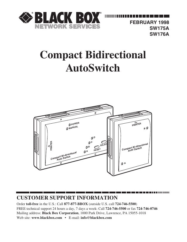 Black Box SW175A Specifications Black Box SW175A Specifications