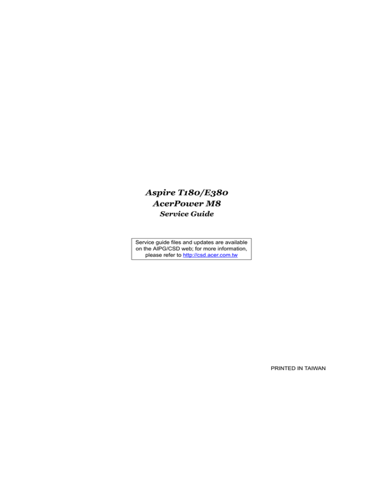 Acer Aspire E380 Technical information Acer Aspire E380 Technical information