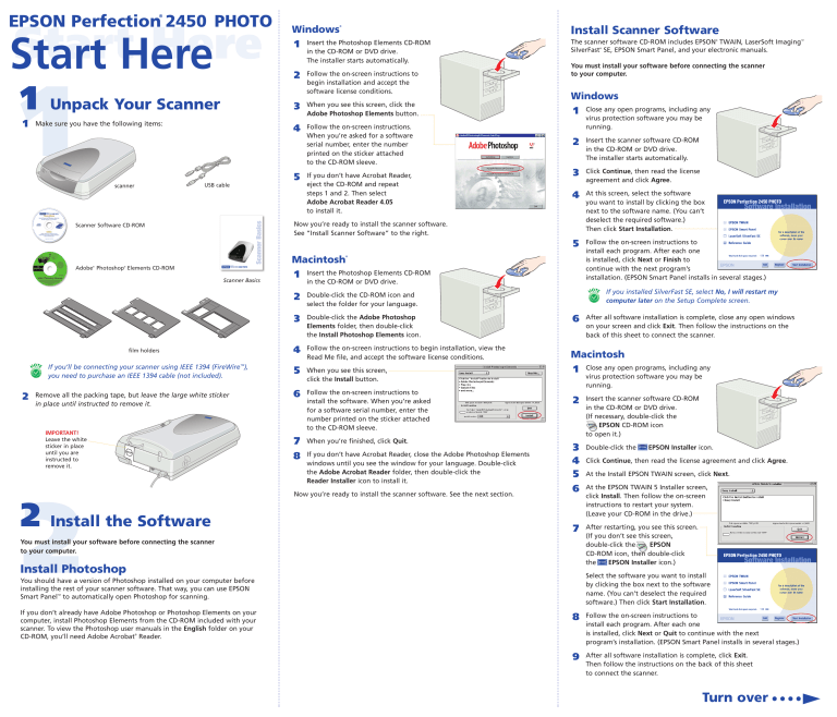Epson 2450 - Perfection Photo Scanner User manual Epson 2450 - Perfection Photo Scanner User manual