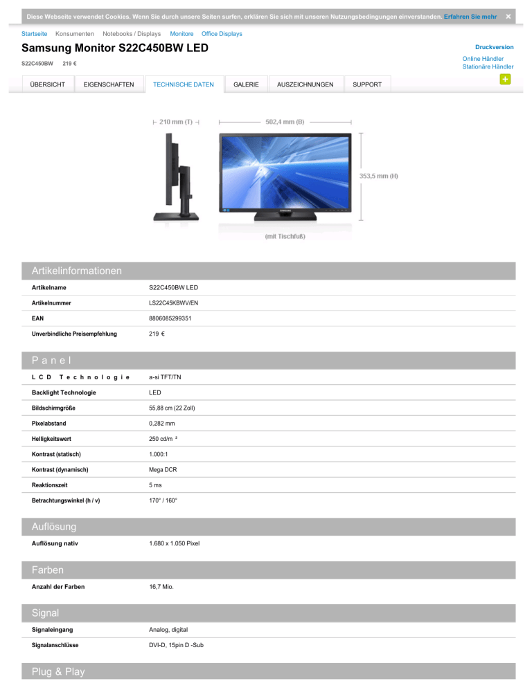 Samsung S22C450BW User manual Samsung S22C450BW User manual