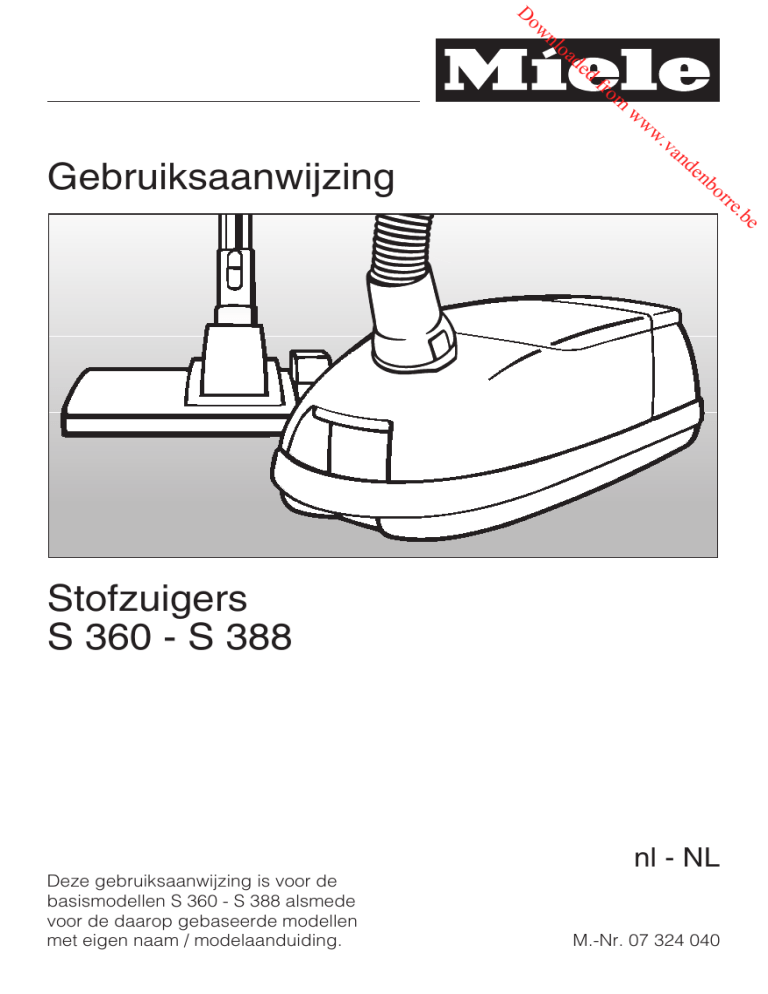 Miele S 388 User manual Miele S 388 User manual