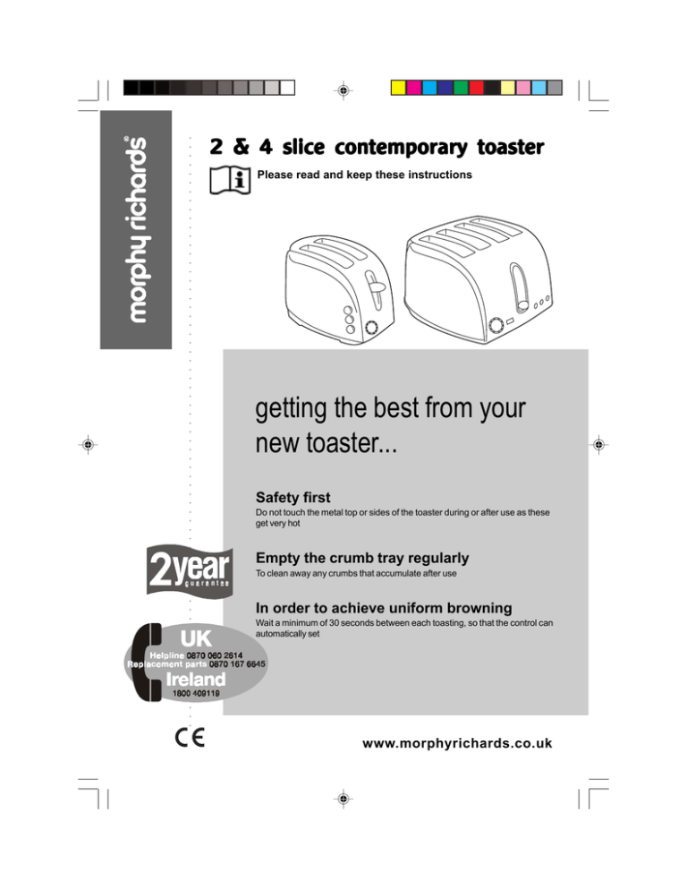 Morphy Richards 2-slice contemporary toaster User manual Morphy Richards 2-slice contemporary toaster User manual
