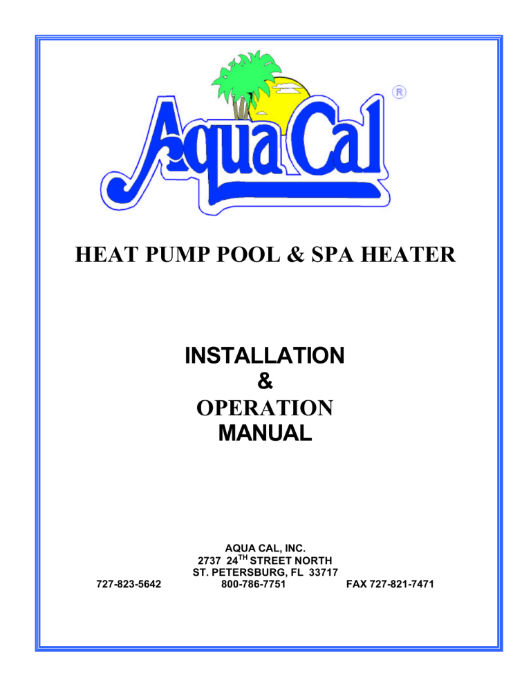 Aquacal H/AT100R Specifications Aquacal H/AT100R Specifications