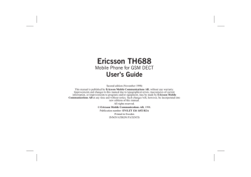 Ericsson TH688 User`s guide | Manualzz