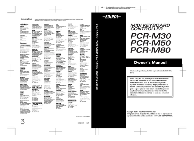 Roland PCR-80 Owner`s manual Roland PCR-80 Owner`s manual