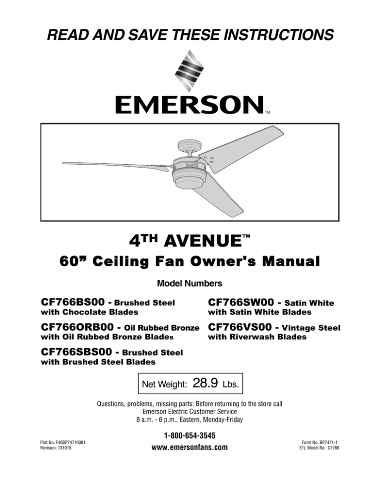 Emerson CF766ORB00 Owner`s manual Emerson CF766ORB00 Owner`s manual