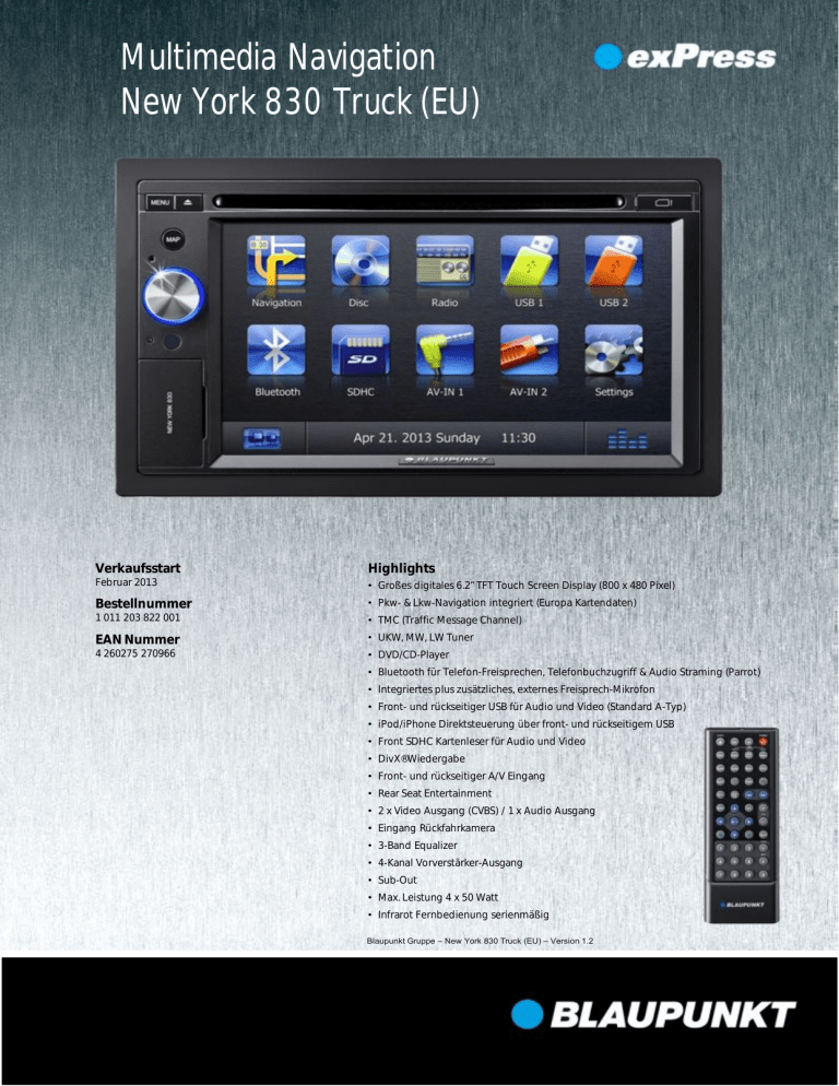 Blaupunkt New York 830 User manual Blaupunkt New York 830 User manual