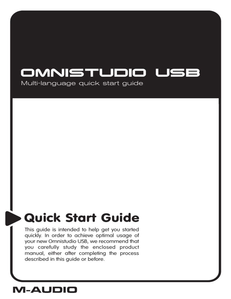 M-Audio USB OMNISTUDIO User manual M-Audio USB OMNISTUDIO User manual