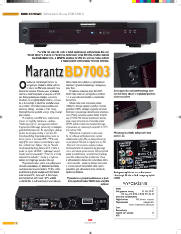 Marantz BD7003 User manual Marantz BD7003 User manual