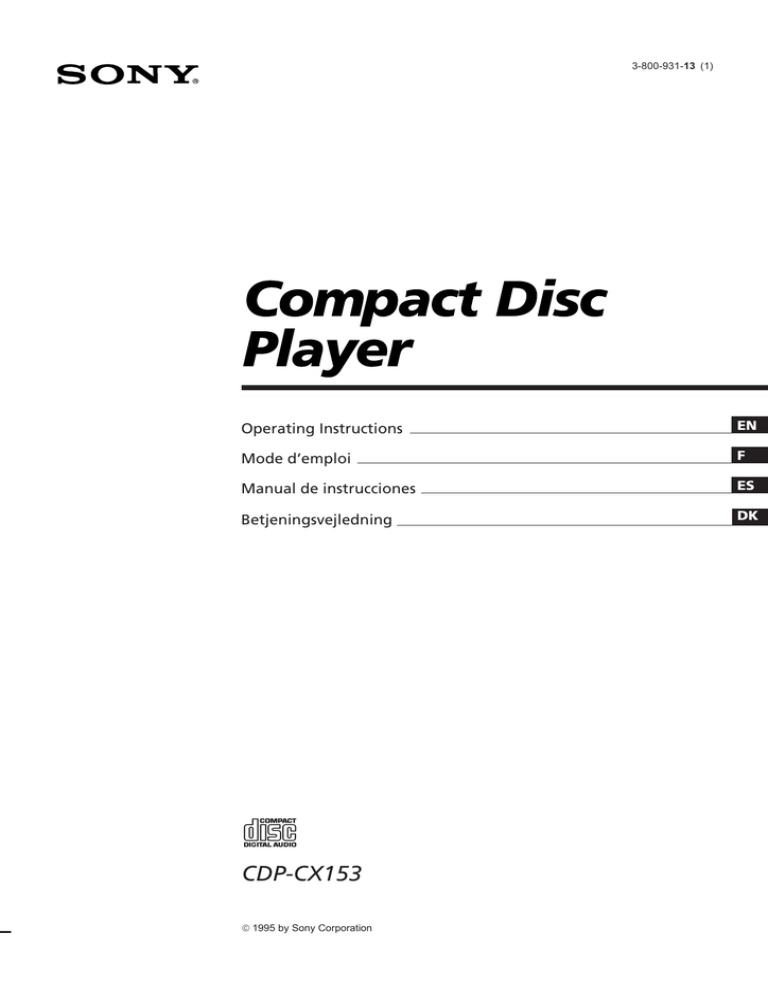 Classe Audio CDP-100 - MANUEL 2 Operating instructions Classe Audio CDP-100 - MANUEL 2 Operating instructions
