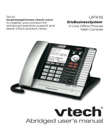 VTech UP416 ErisBusinessSystem® Main Console User's manual | Manualzz VTech UP416 ErisBusinessSystem® Main Console User's manual | Manualzz