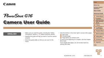 Canon PowerShot G16 User guide Canon PowerShot G16 User guide
