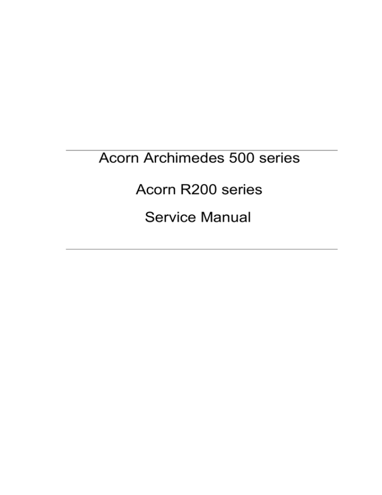 Acorn Archimedes Service manual Acorn Archimedes Service manual