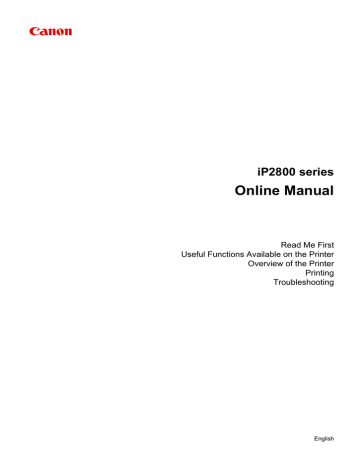 Canon IP2800 series Specifications Canon IP2800 series Specifications