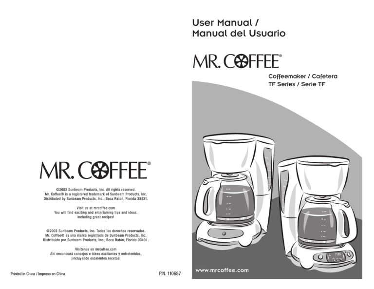 Mr. Coffee 110687 User manual Mr. Coffee 110687 User manual