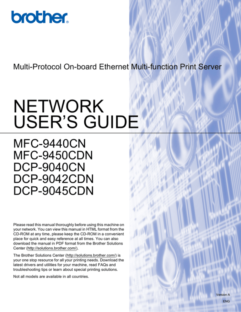 Brother DCP-9045CDN User`s guide Brother DCP-9045CDN User`s guide