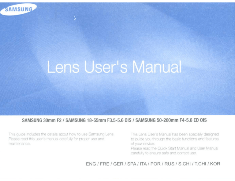 Samsung 18~55mm User`s manual Samsung 18~55mm User`s manual