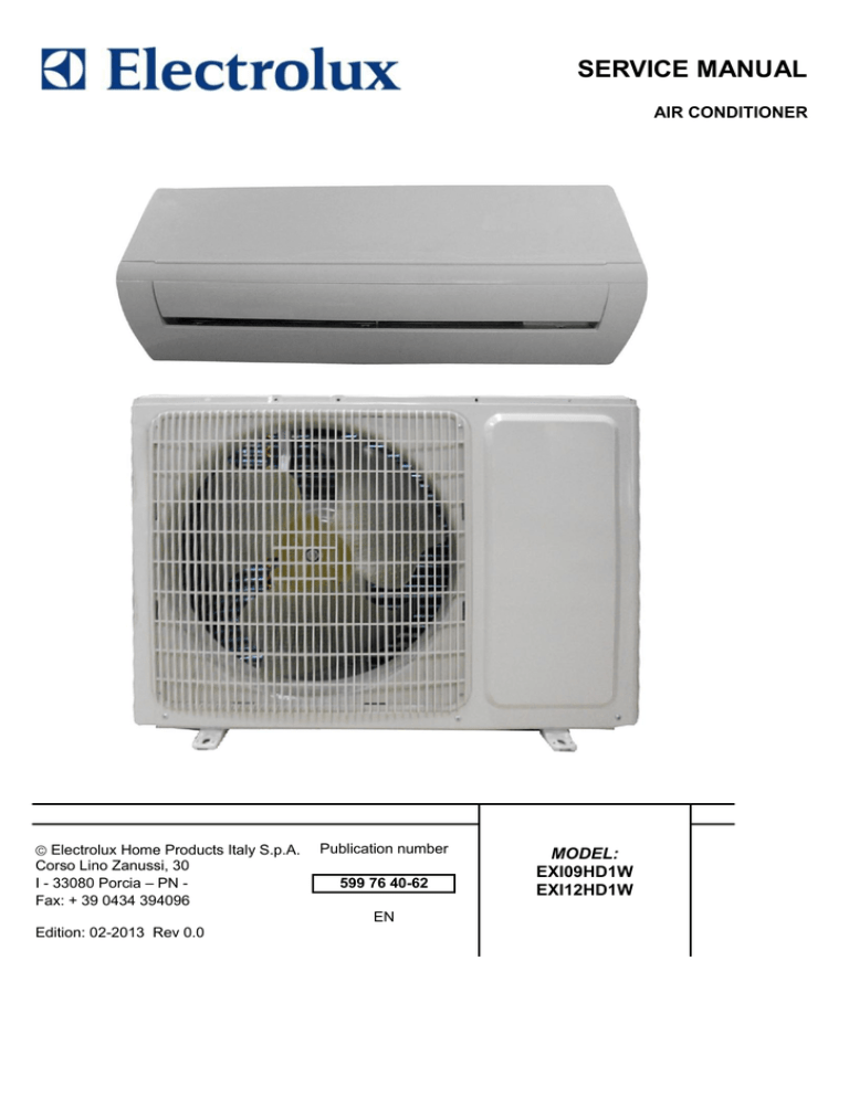 Electrolux EXI12HD1W Service manual Electrolux EXI12HD1W Service manual