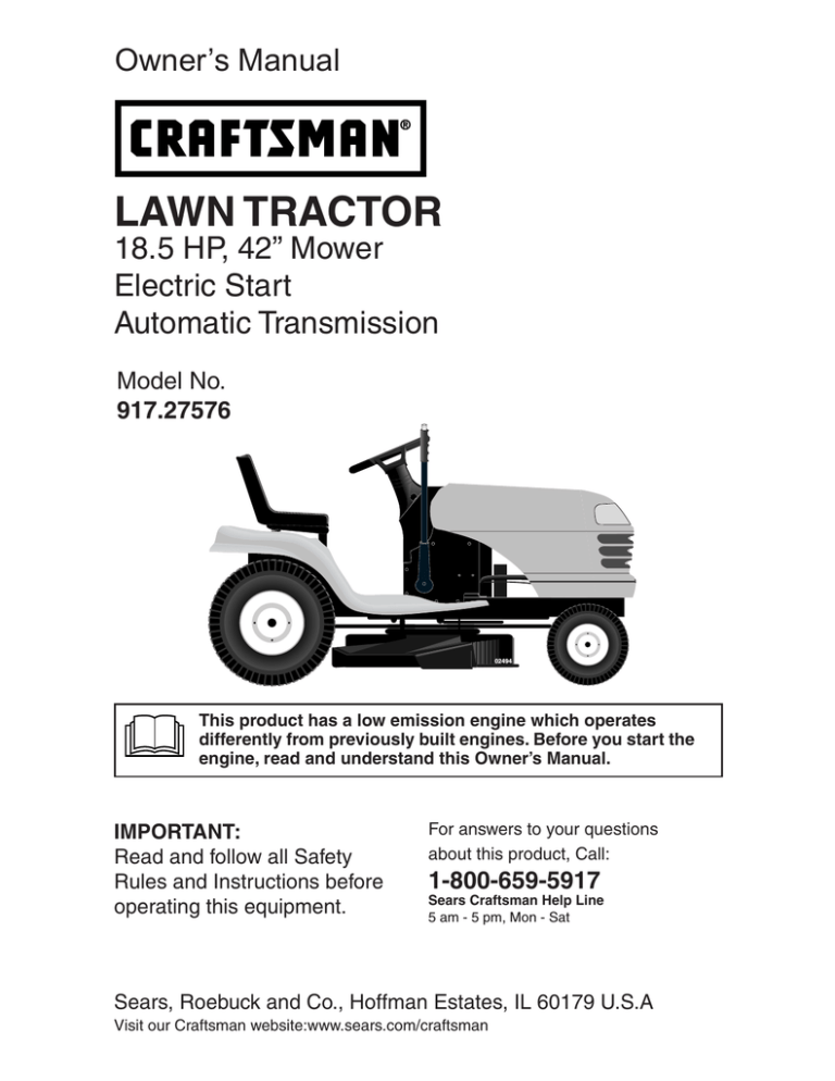 Craftsman 917.289081 Owner`s manual Craftsman 917.289081 Owner`s manual