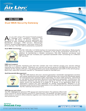 AirLive RS-1200 User manual AirLive RS-1200 User manual