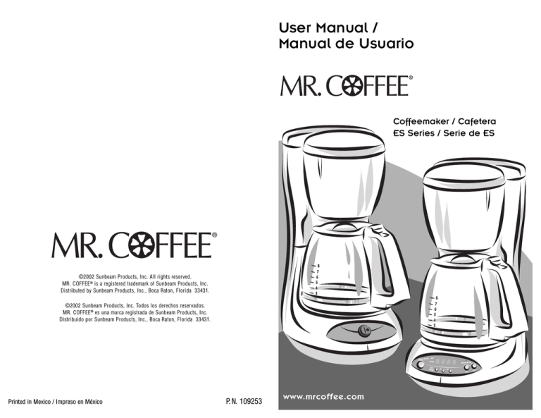 Mr. Coffee ESX11 User manual Mr. Coffee ESX11 User manual
