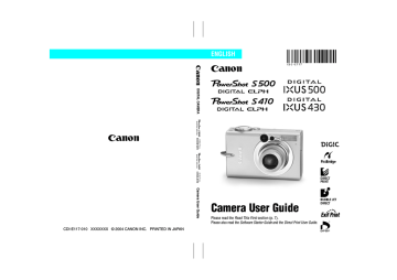Canon S410 - PowerShot Digital ELPH Camera User guide Canon S410 - PowerShot Digital ELPH Camera User guide