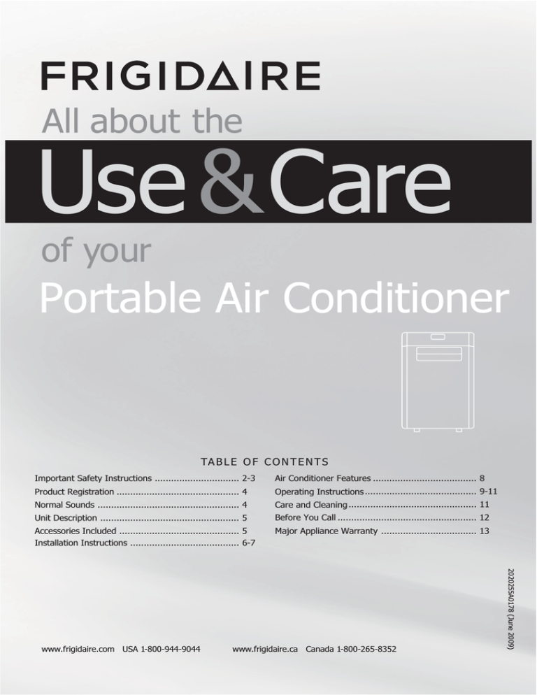 Electrolux Frigidaire Operating instructions Electrolux Frigidaire Operating instructions