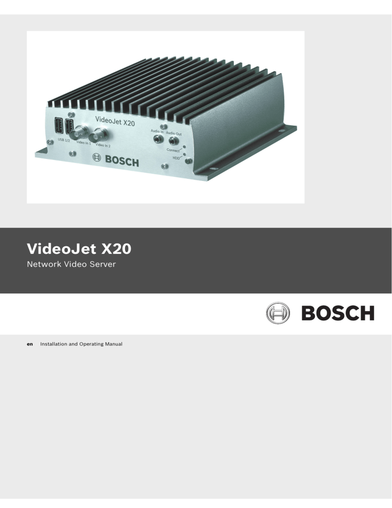 Bosch VIDEOJET X20 User manual Bosch VIDEOJET X20 User manual