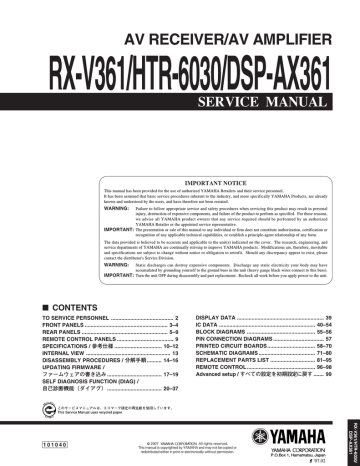 Yamaha HTR-6030 Service manual Yamaha HTR-6030 Service manual