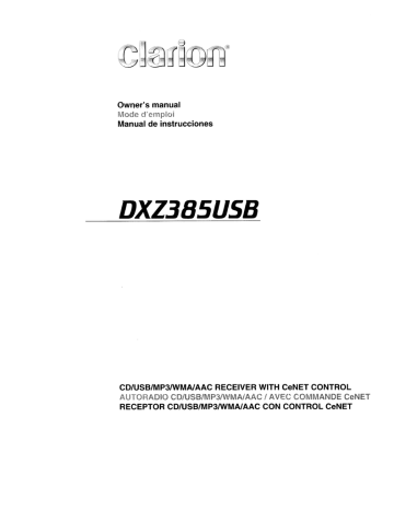 Clarion DXZ385 Owner`s manual | Manualzz Clarion DXZ385 Owner`s manual | Manualzz